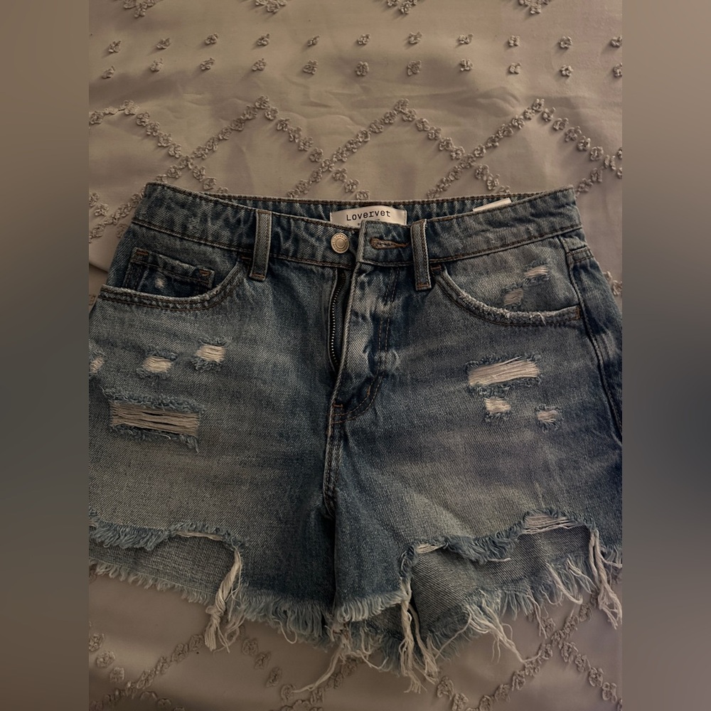 Lovevex Women's Ripped Denim Shorts - Blue